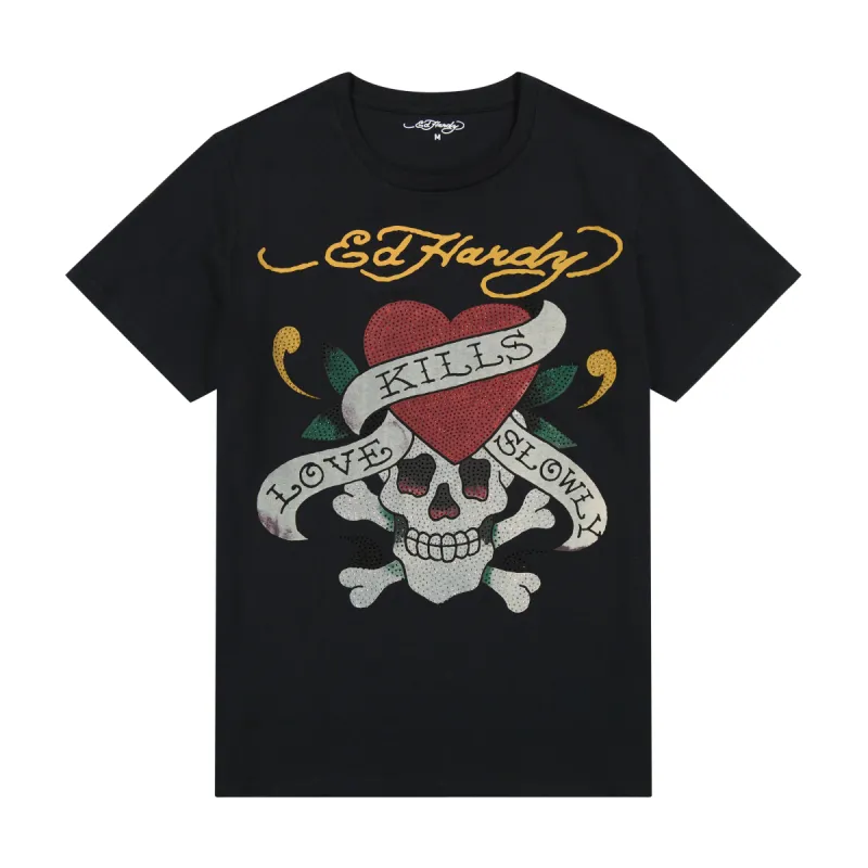 Rhinestone LKS Skull Tee sold by Ed Hardy