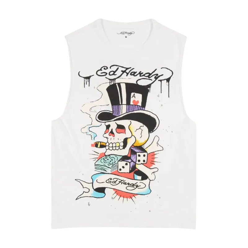 Skull Tophat Mens Cutoff Tee sold by Ed Hardy
