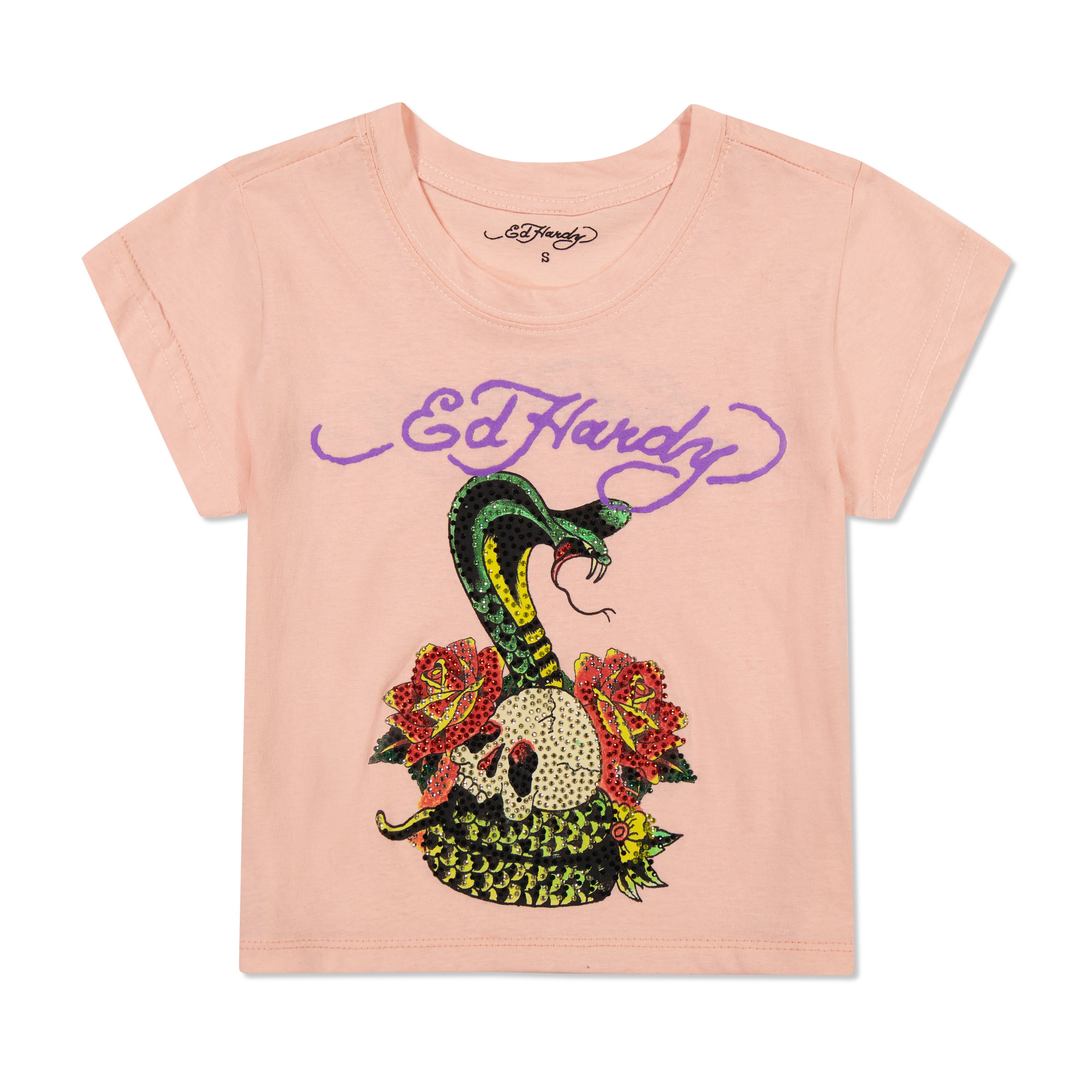 Rhinestone Rose Cobra Baby Tee sold by Ed Hardy
