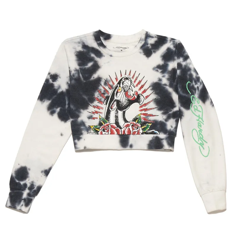 Womens "Panther Rose" Cropped Sweatshirt sold by Ed Hardy