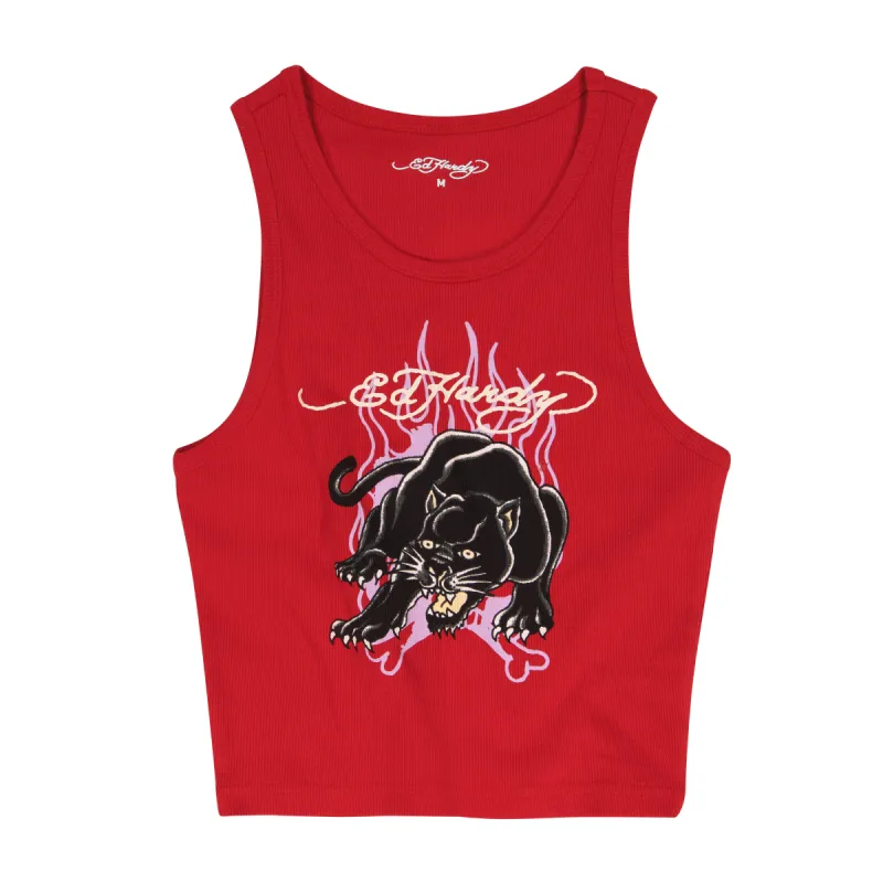 Panther Flame Rib Tank Top sold by Ed Hardy