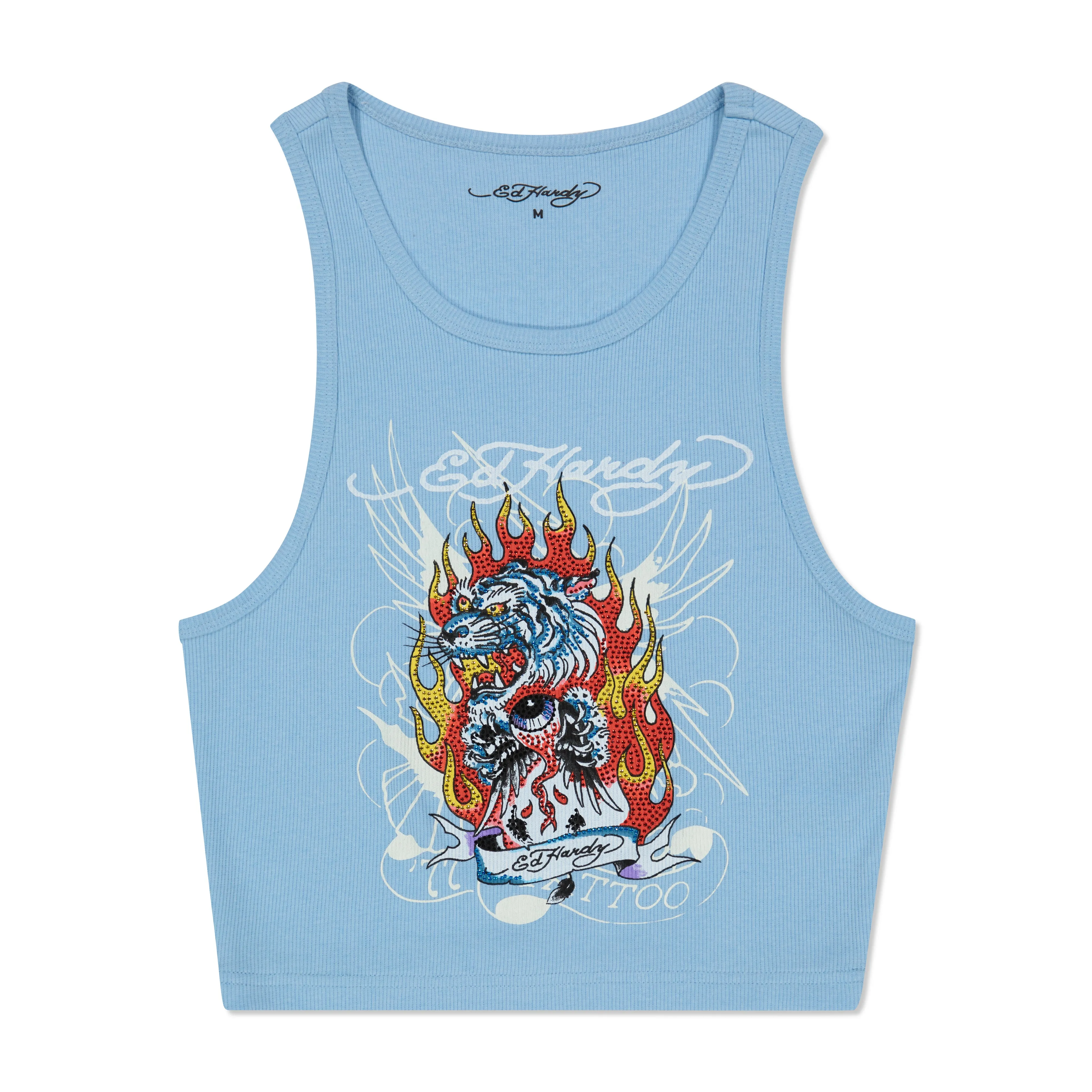 Rhinestone Fire Tiger Rib Knit Tank sold by Ed Hardy