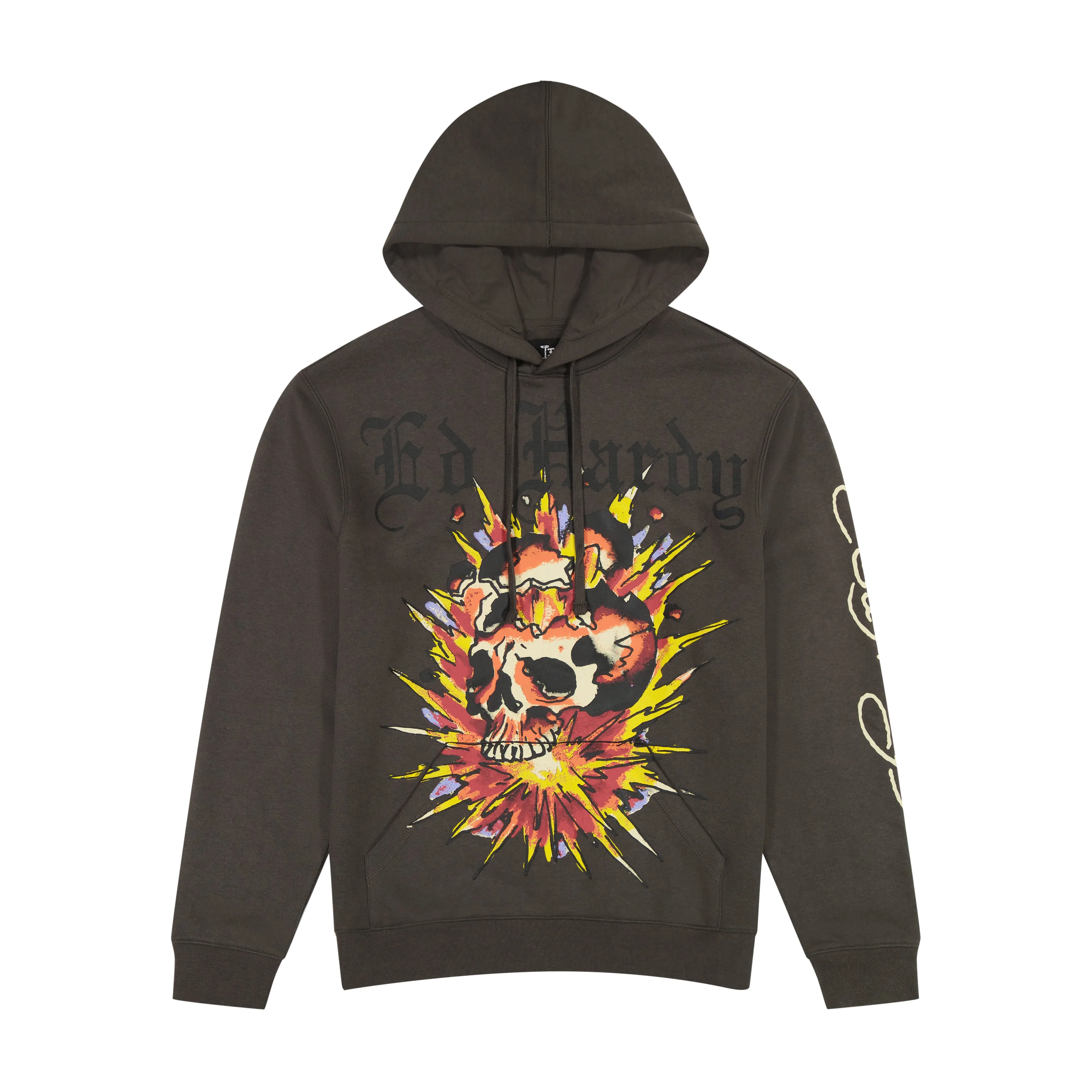 Exploding Skull Charcoal Pullover Hoodie sold by Ed Hardy