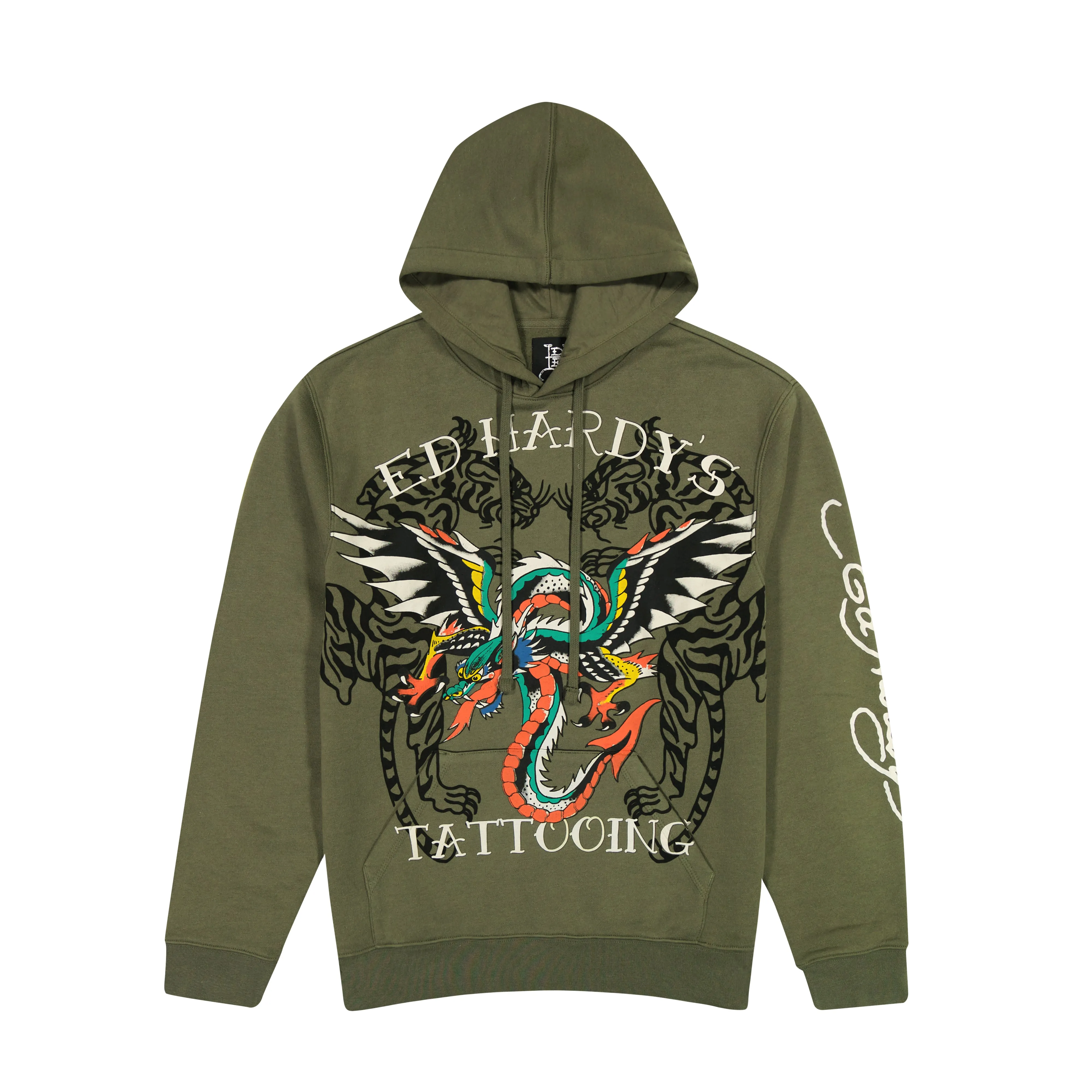 Dragon Wings Olive Pullover Hoodie sold by Ed Hardy