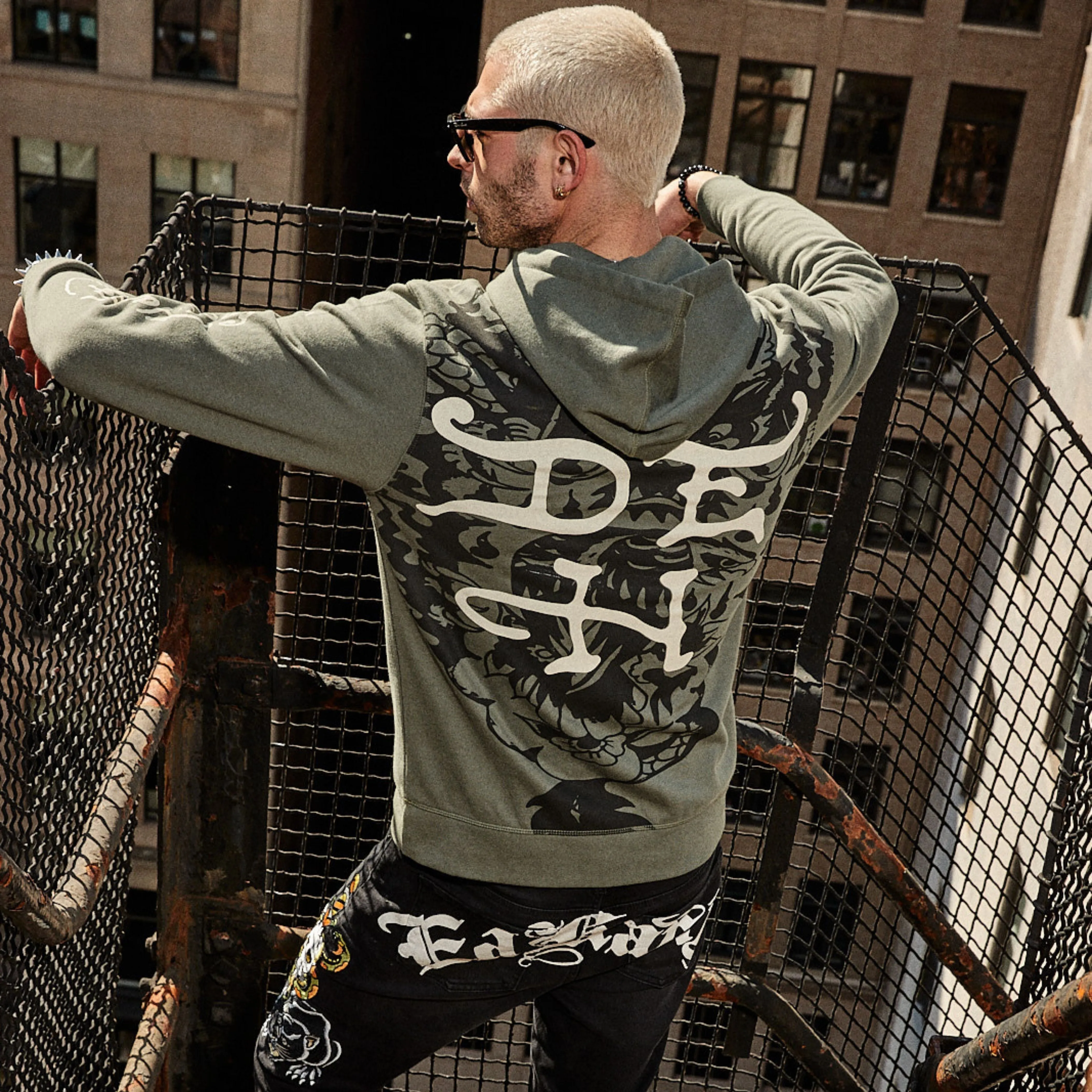 Dragon Wings Olive Pullover Hoodie sold by Ed Hardy product image thumbnail 2