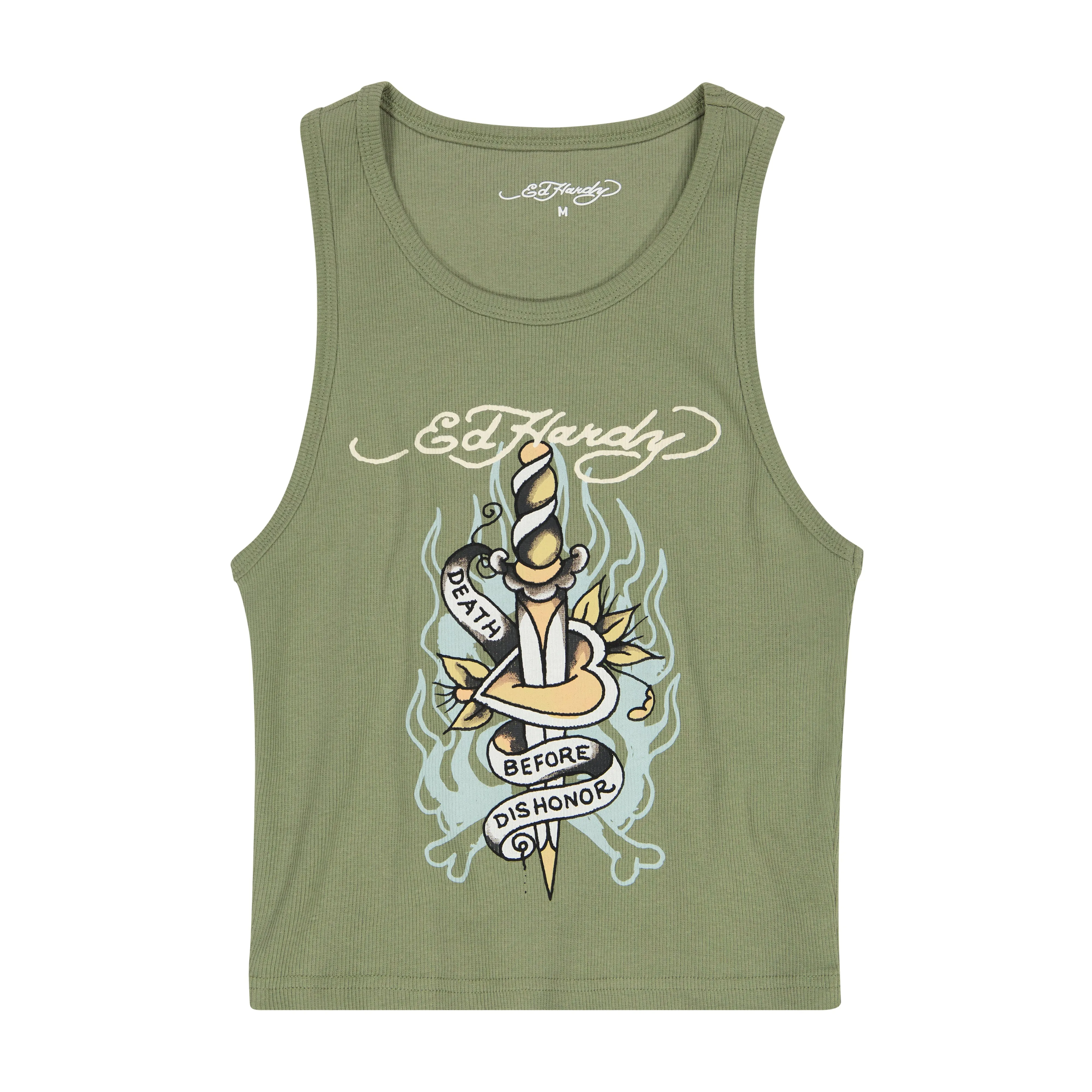Death Before Dishonor Dagger Rib Tank Top sold by Ed Hardy