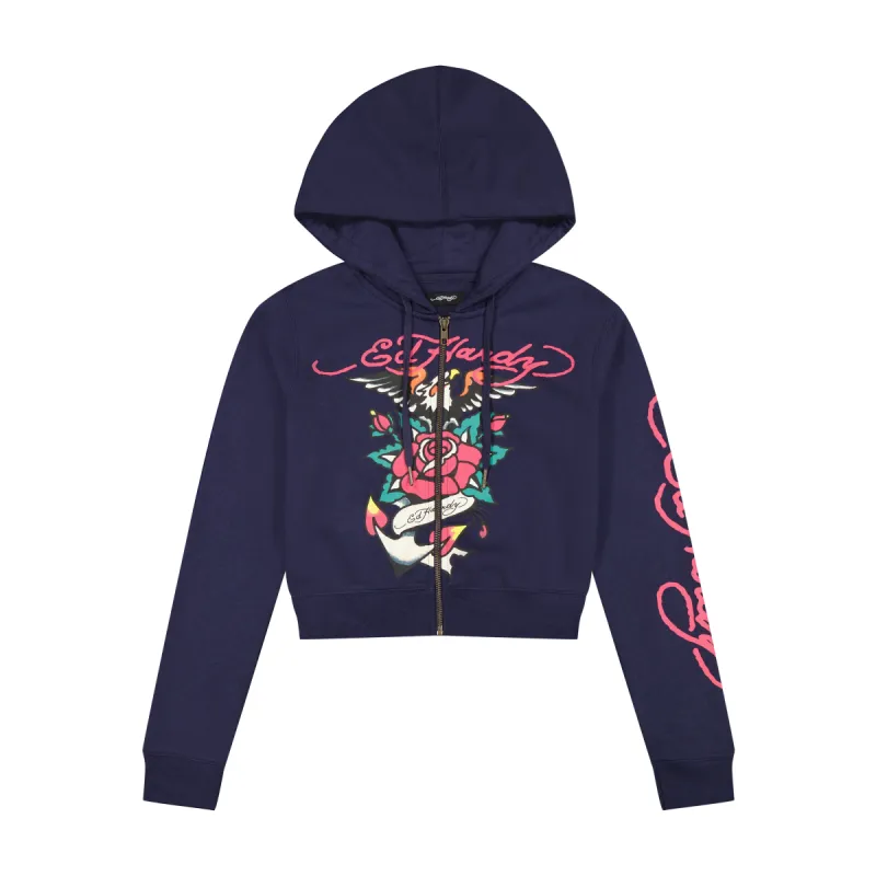 Eagle Rose Cropped Hoodie sold by Ed Hardy