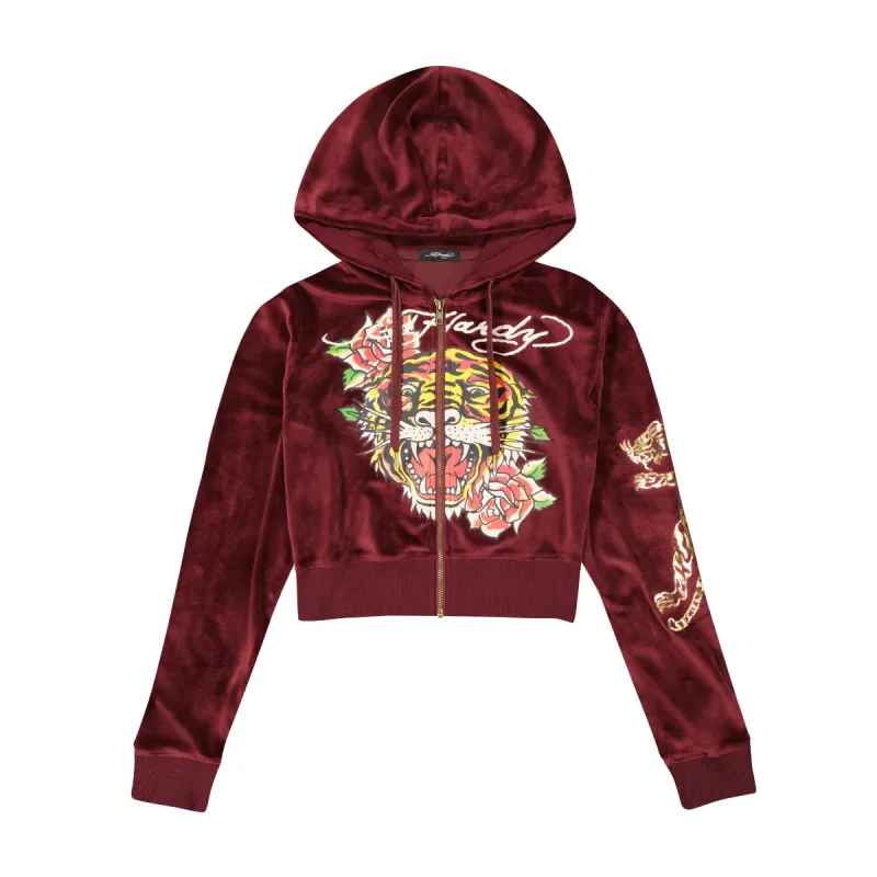 Retro Tiger Y2K Velour Hoodie sold by Ed Hardy