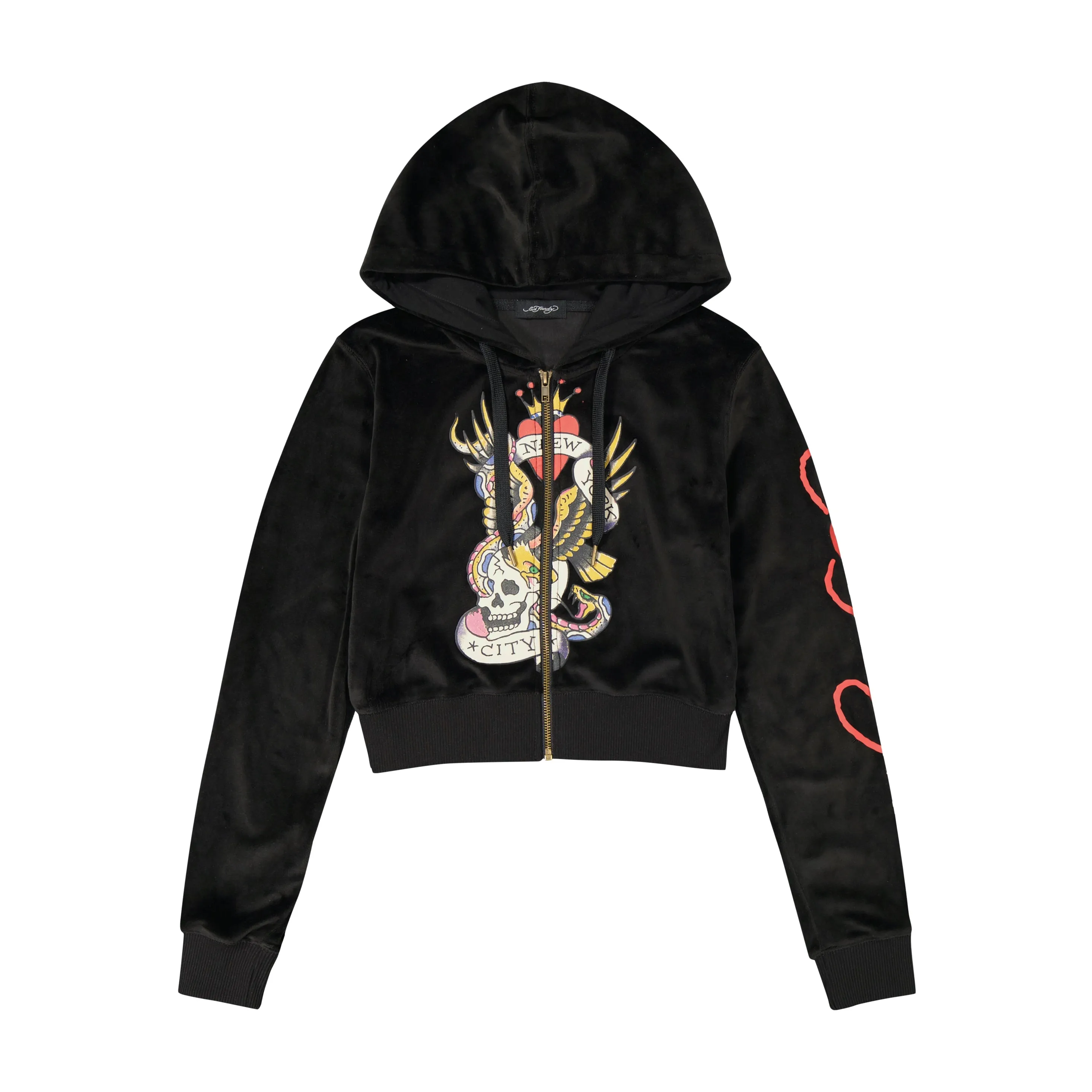 NYC Skull Y2K Velour Hoodie sold by Ed Hardy