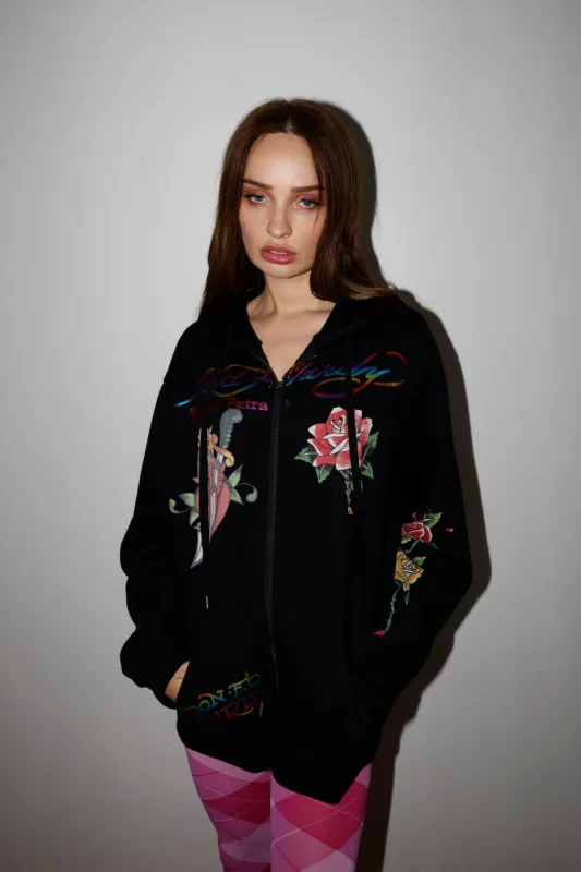 Dagger Girl Zip Front Hoodie sold by Ed Hardy