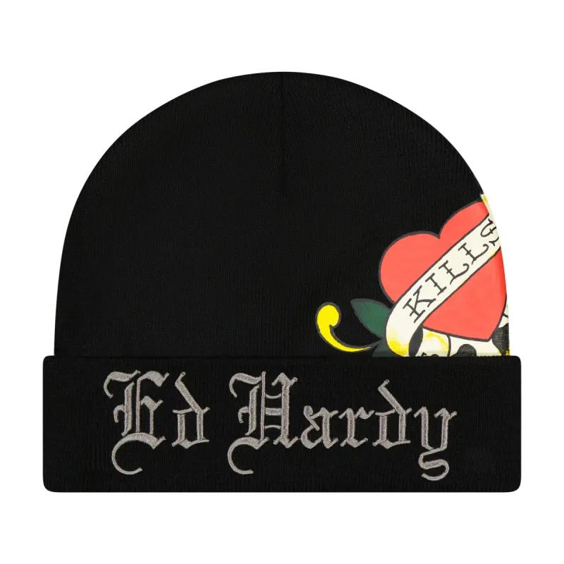 LKS Skull Foldover Beanie sold by Ed Hardy
