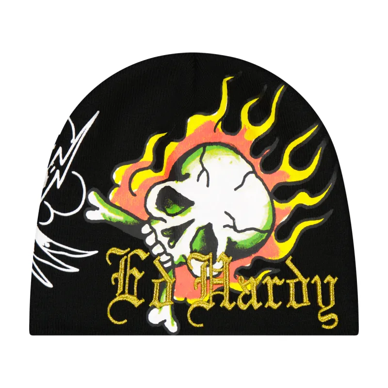 Flame Skull Beanie sold by Ed Hardy