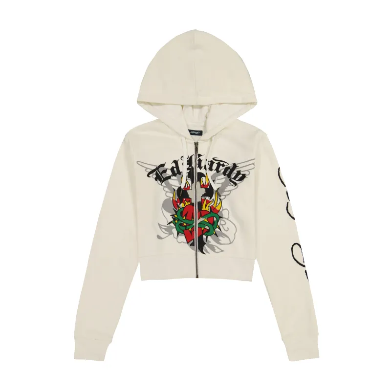 Sacred Heart Cropped Hoodie sold by Ed Hardy