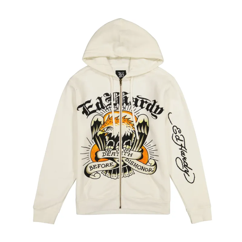 Death Before Dishonor Fleece Zip Front Hoodie sold by Ed Hardy