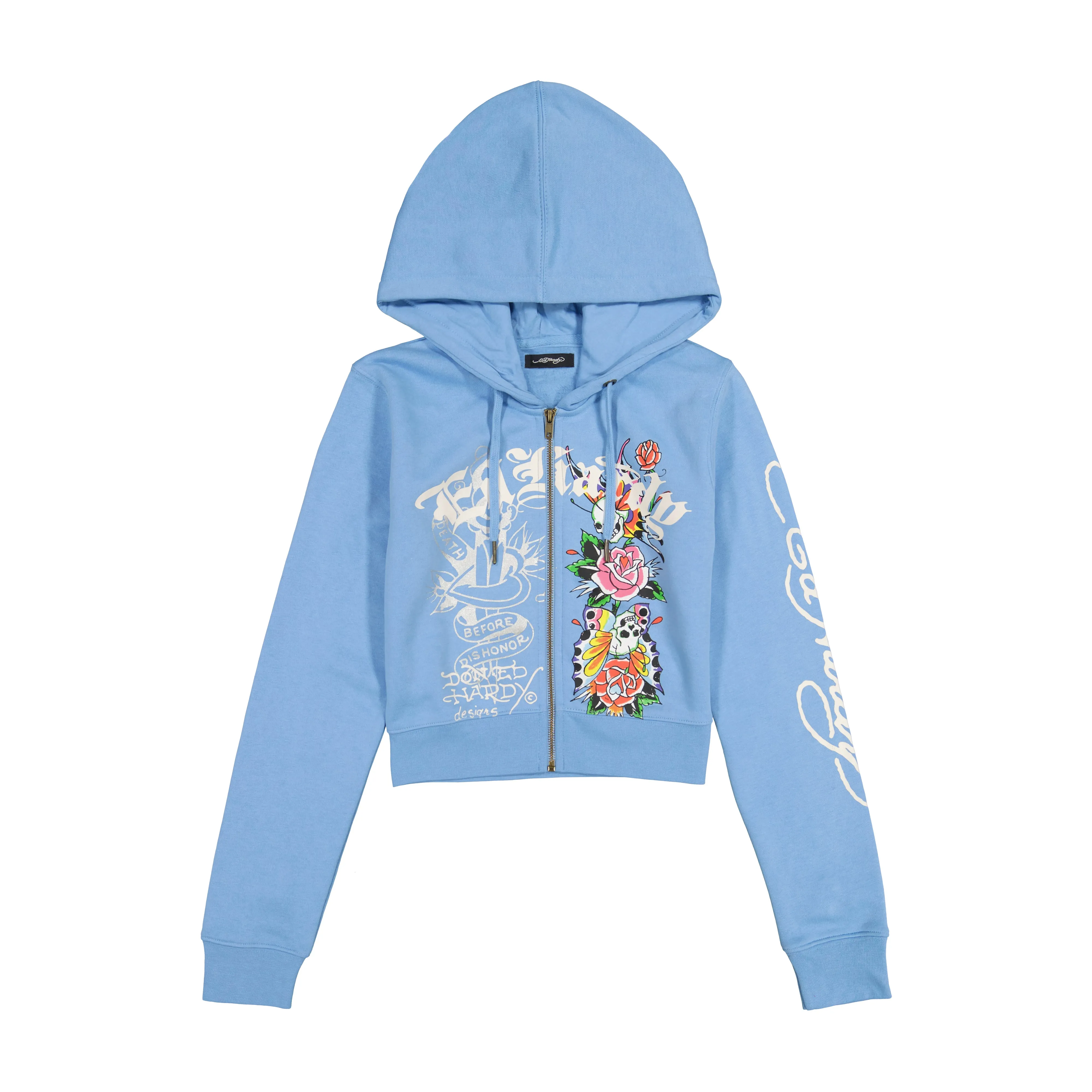 Flower Skull Cropped Hoodie sold by Ed Hardy