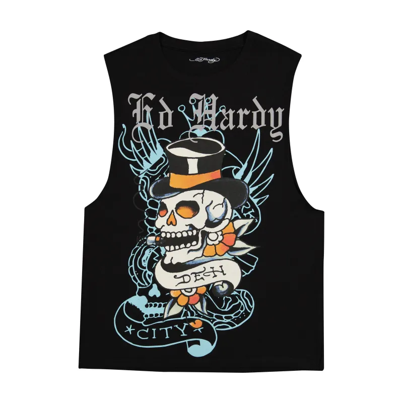 Skull Tophat Mens Cut Off Tee sold by Ed Hardy