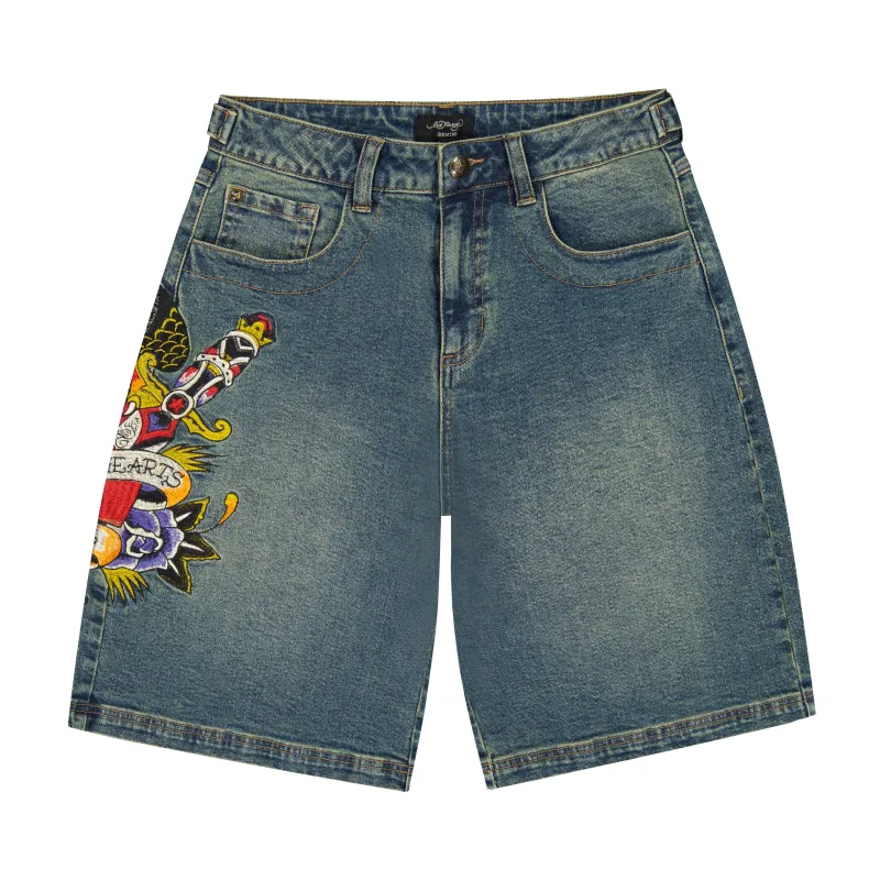 Pierced Eagle Denim Jort sold by Ed Hardy