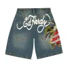 Pierced Eagle Denim Jort sold by Ed Hardy