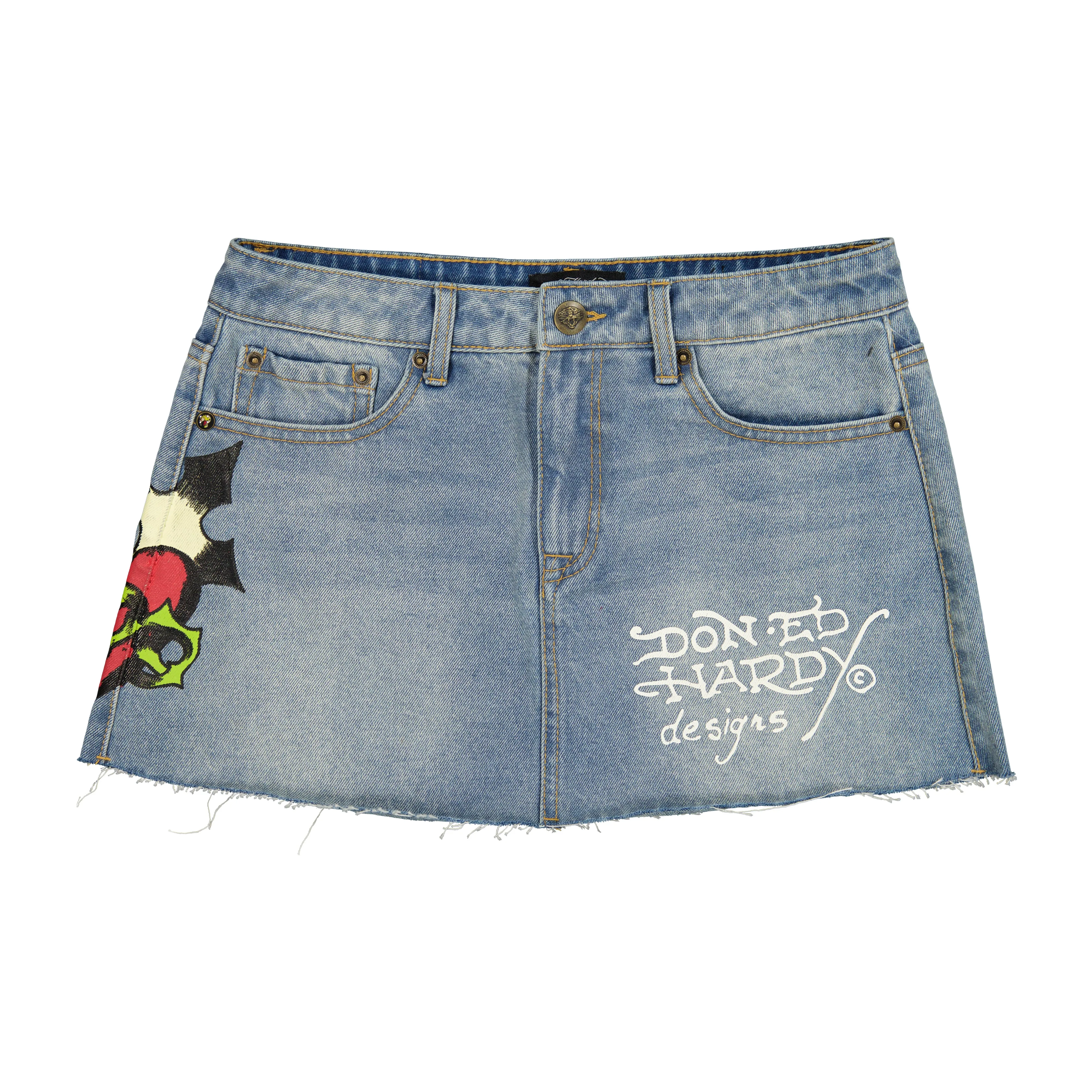 Sacred Heart Denim Skirt sold by Ed Hardy