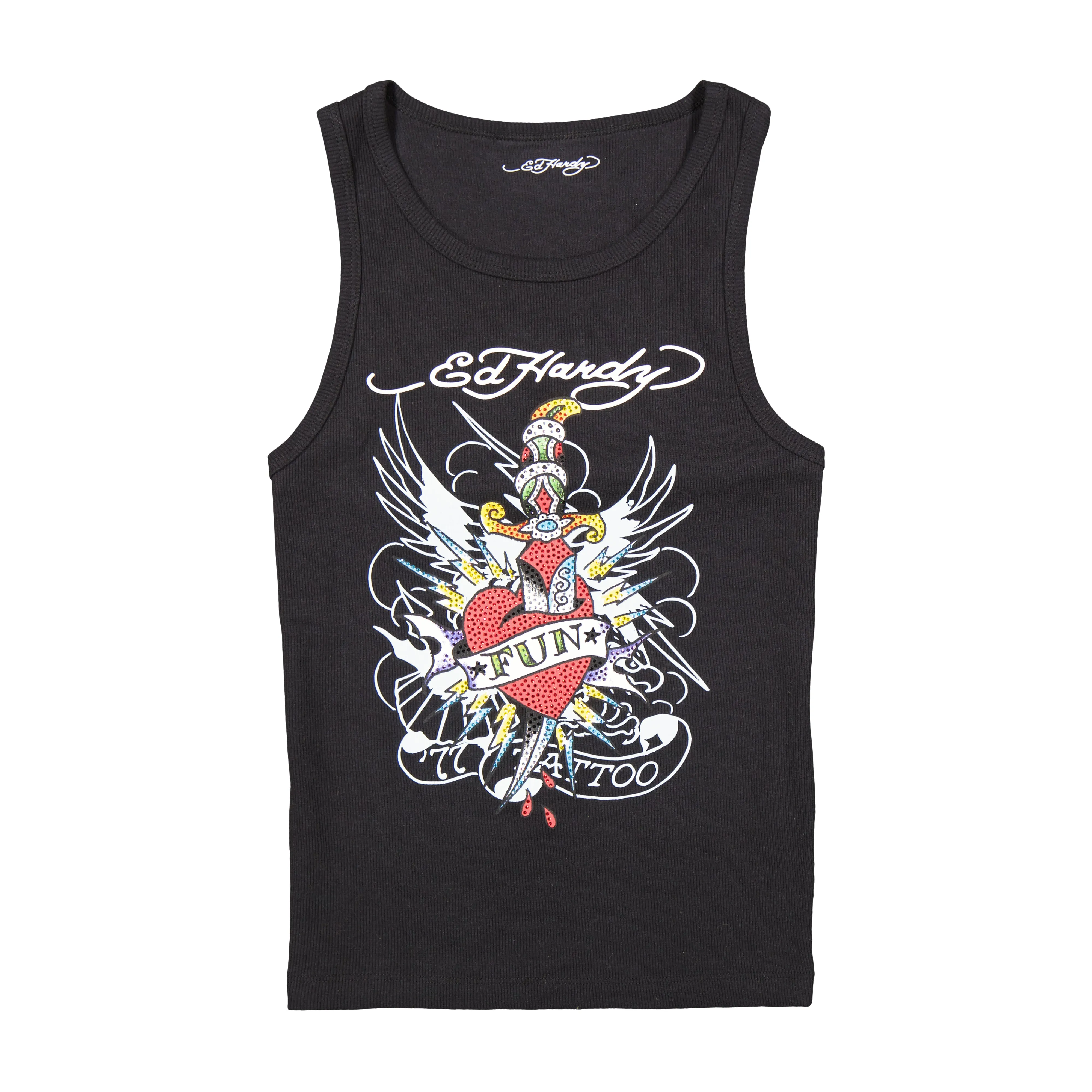 Fun Dagger Rhinestone Tank Top sold by Ed Hardy
