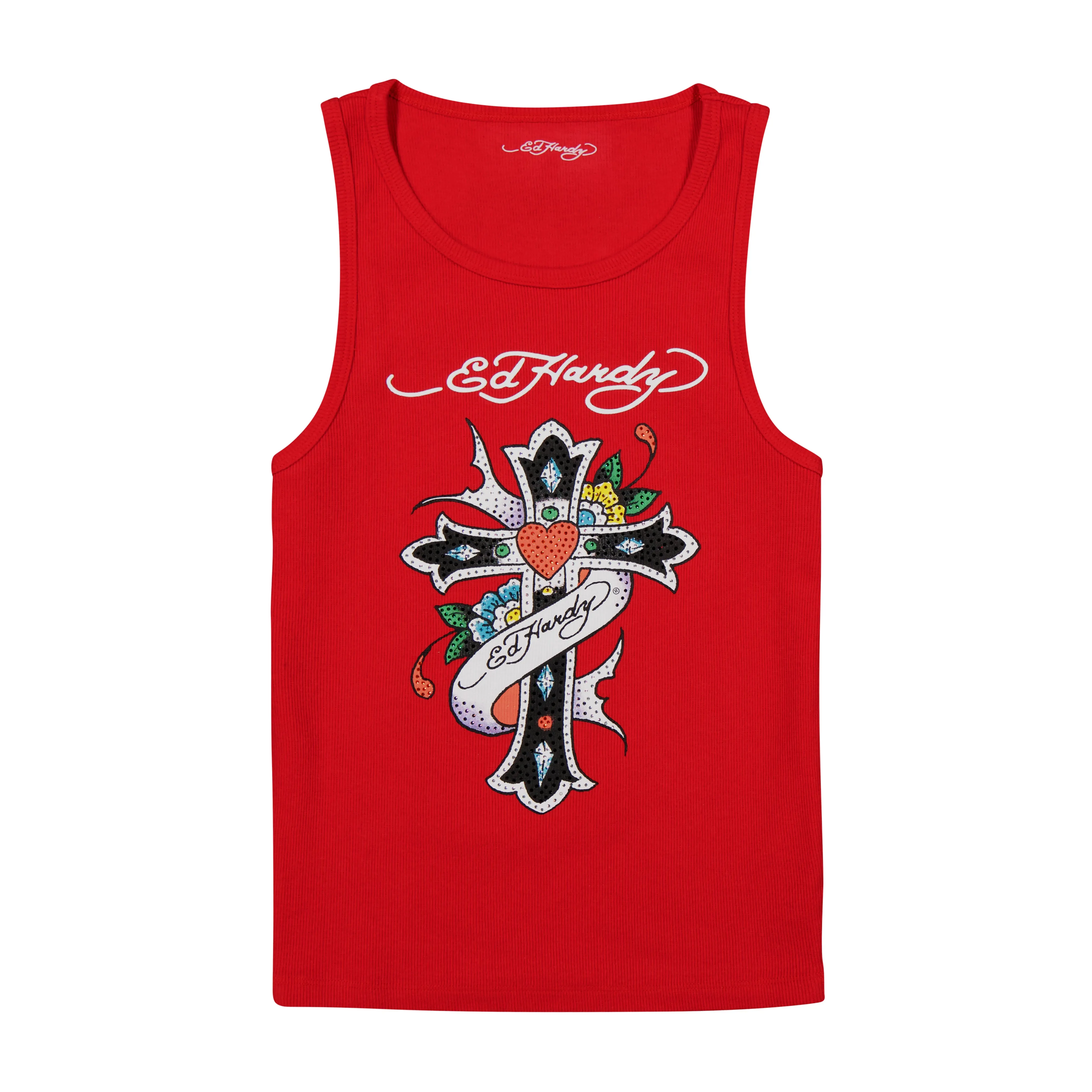 Cross Rhinestone Tank Top sold by Ed Hardy