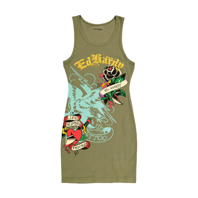 Black Rose Rib Tank Dress sold by Ed Hardy
