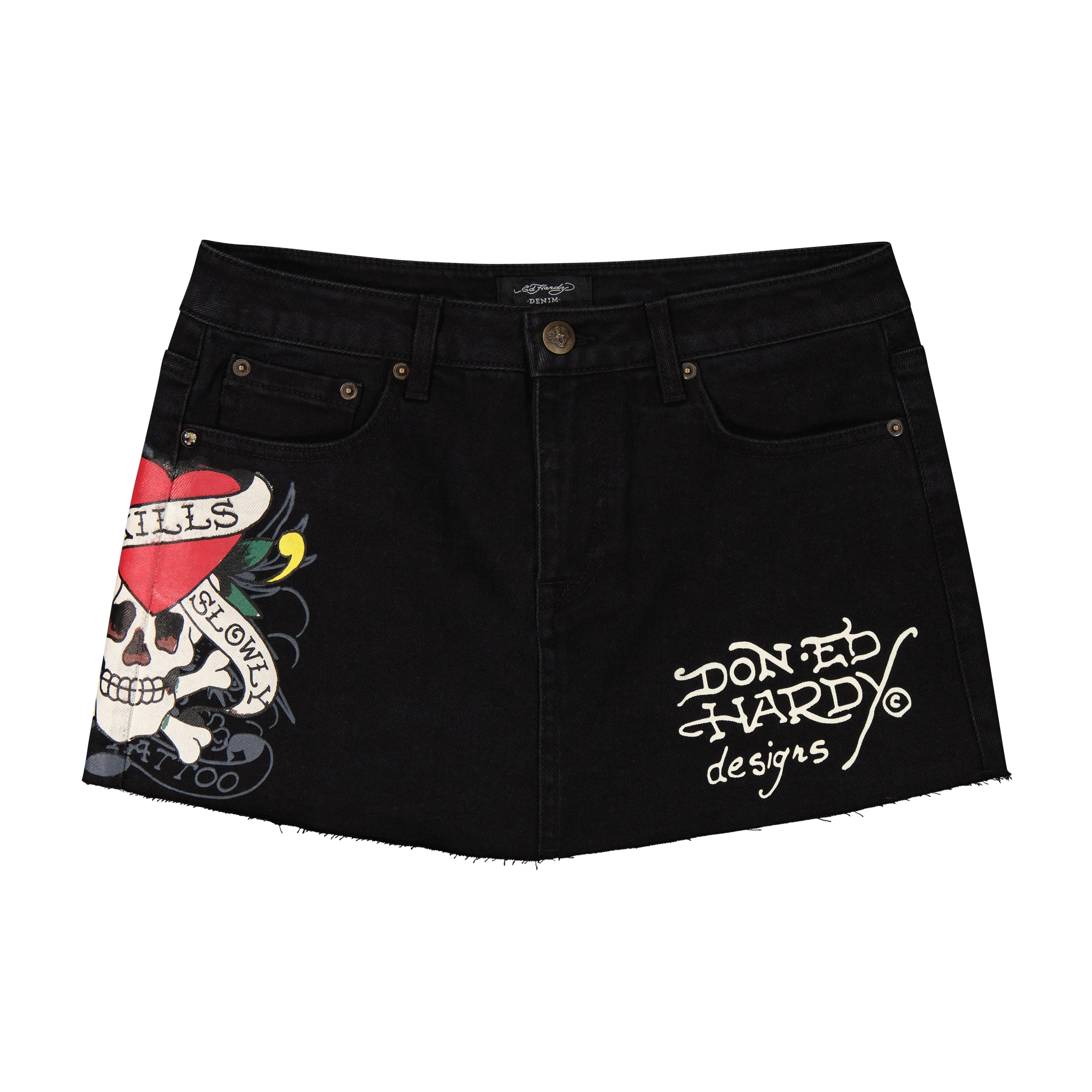 LKS Skull Denim Skirt sold by Ed Hardy