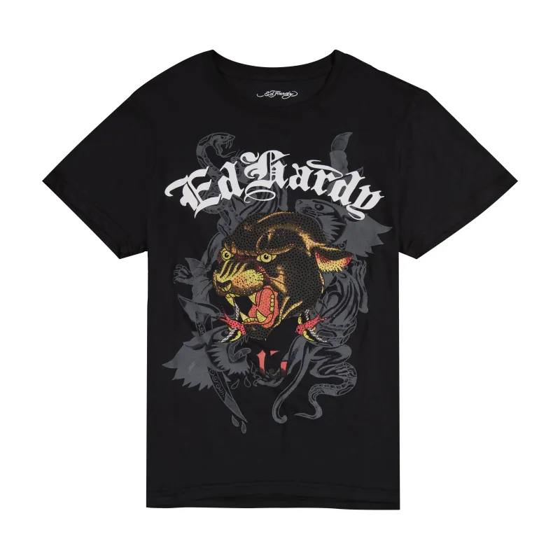 Panther Head Throwback Rhinestone Tee sold by Ed Hardy