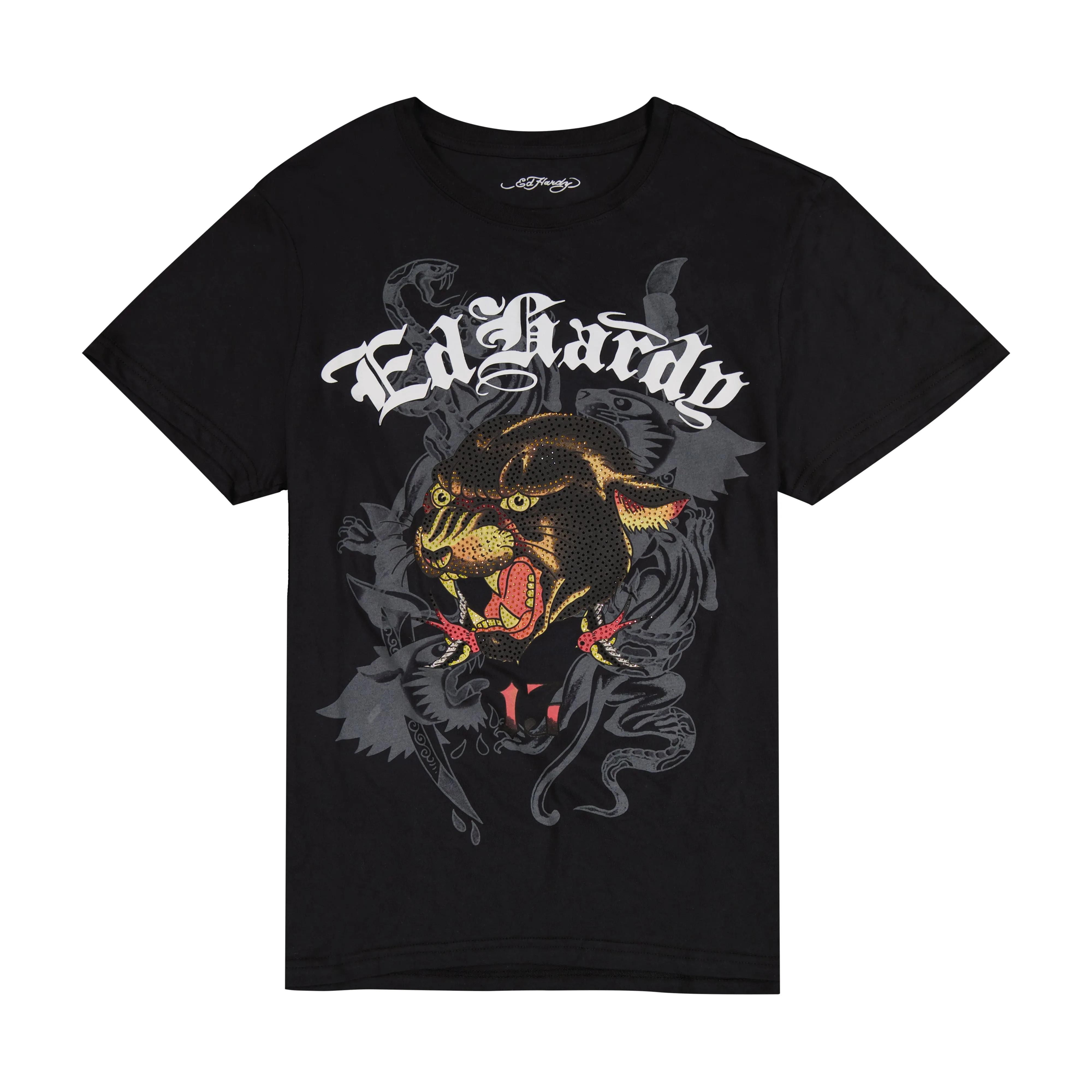 Panther Head Throwback Rhinestone Tee sold by Ed Hardy