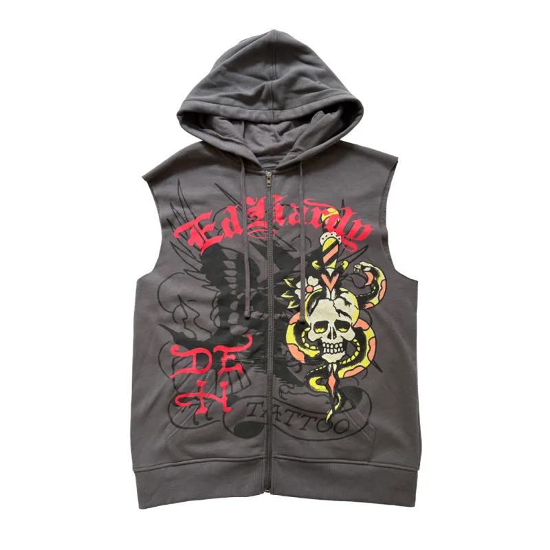 Panther Skull Fleece Cut Off Hoodie sold by Ed Hardy