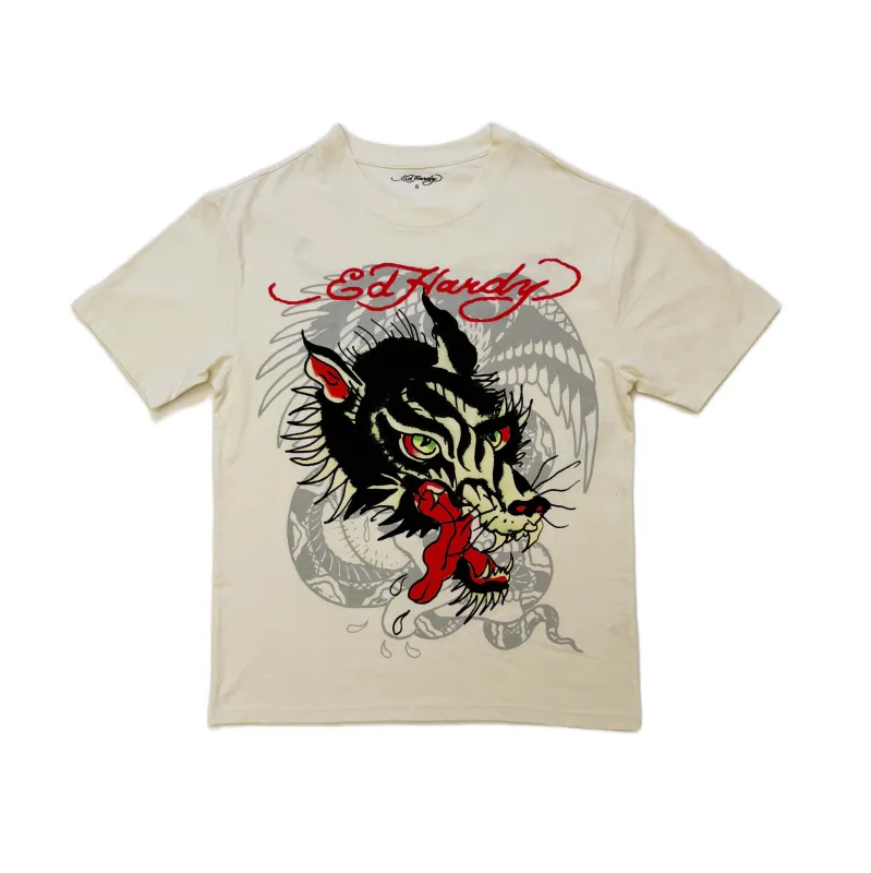 Wolf Head Boxy Vintage Wash Tee sold by Ed Hardy
