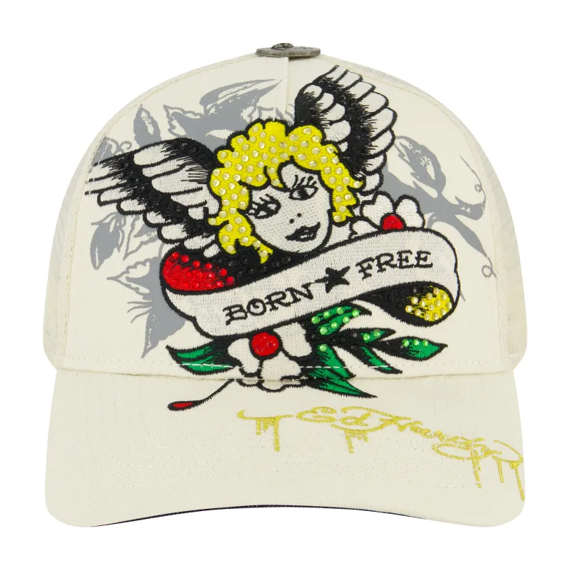 Cherub Rhinestone Trucker Hat sold by Ed Hardy