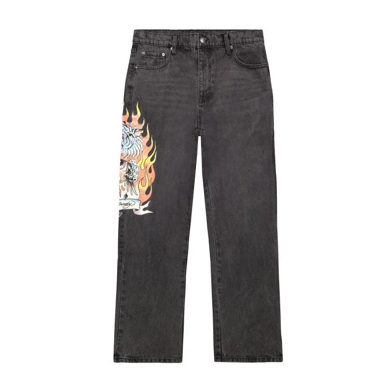 Tiger Flame Loose Fit Jeans sold by Ed Hardy
