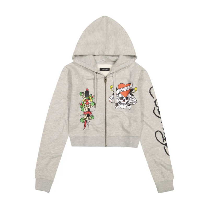 LKS Skull Zip Front Hoodie sold by Ed Hardy
