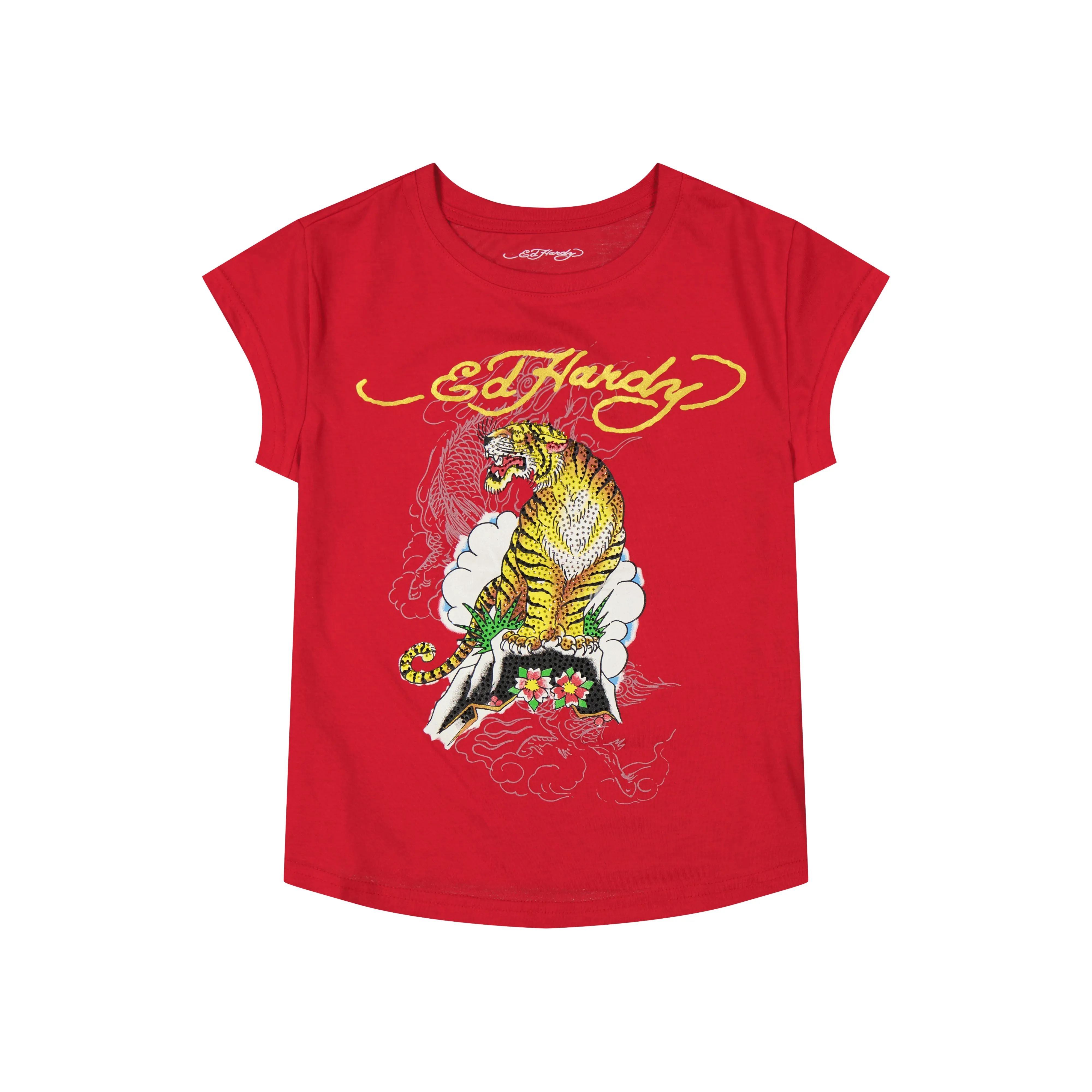 Tiger Mountain Rhinestone Cap Sleeve Tee sold by Ed Hardy