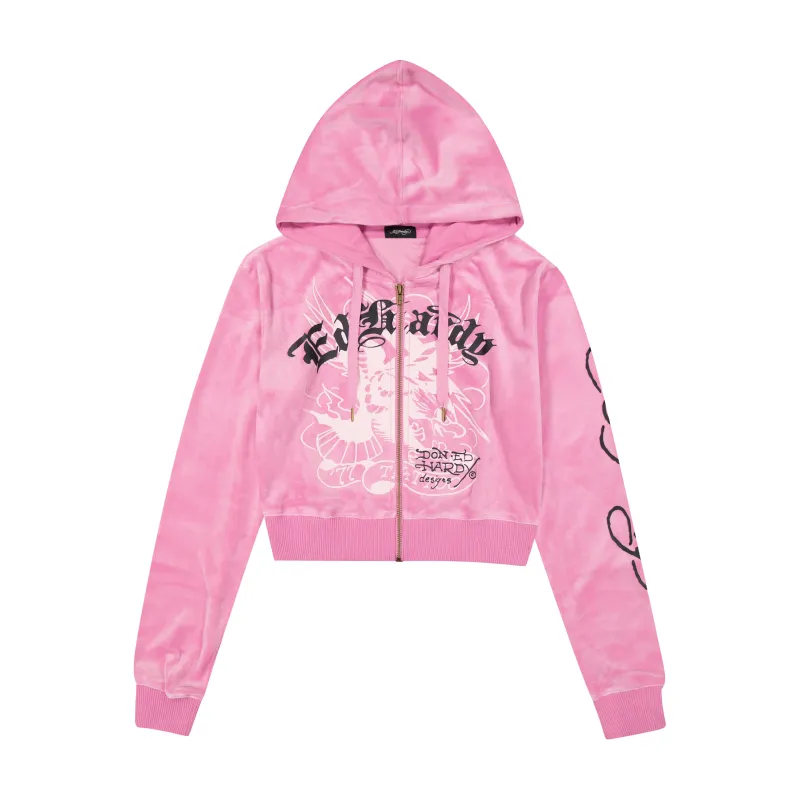 Panther Crown Velour Zip Front Hoodie sold by Ed Hardy