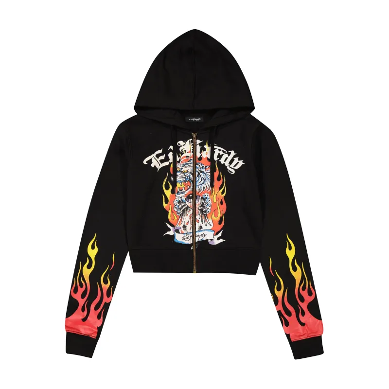 Tiger Flame Zip Front Hoodie sold by Ed Hardy