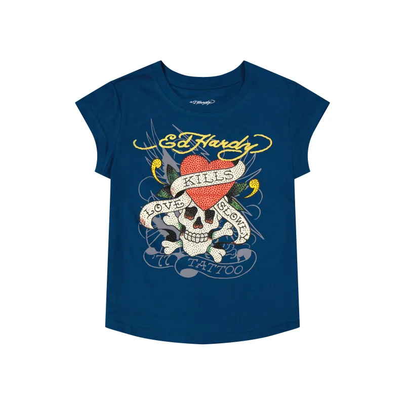 LKS Skull Rhinestone Cap Sleeve Tee sold by Ed Hardy