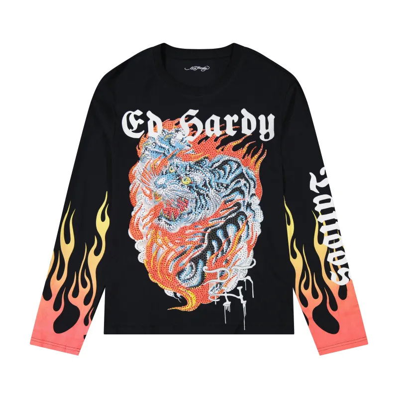 Tiger Flames LS Tee sold by Ed Hardy