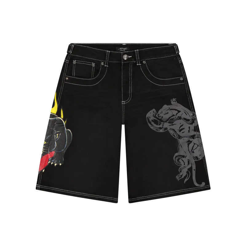 Panther Heart Denim Shorts sold by Ed Hardy