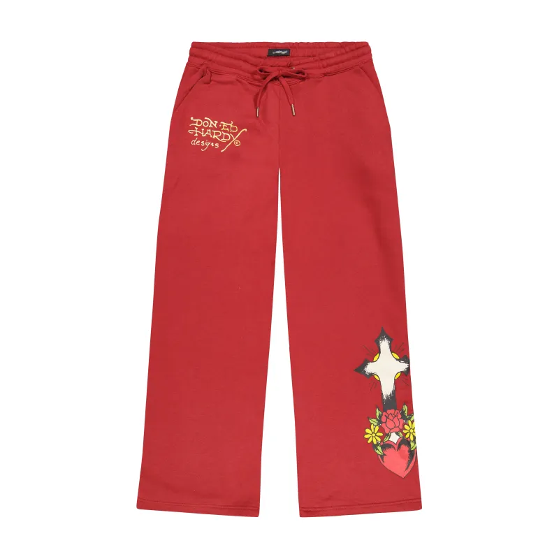 Sacred Heart Sweatpants - Dark Cherry sold by Ed Hardy