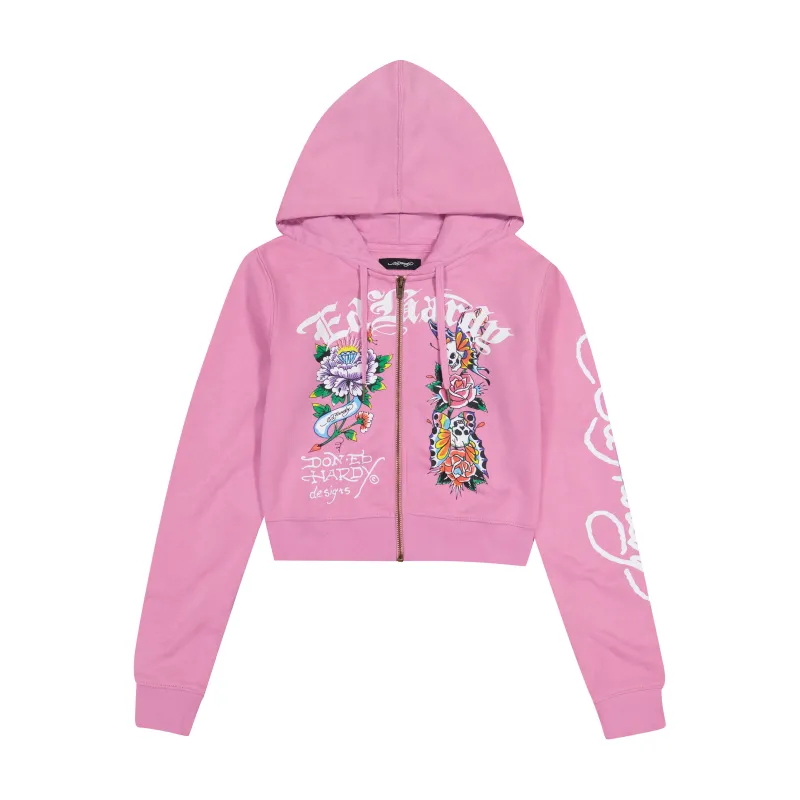 Flower Skull Front Hoodie sold by Ed Hardy