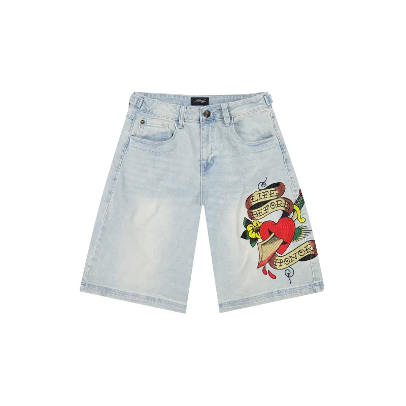 Dagger Sword Denim Shorts sold by Ed Hardy