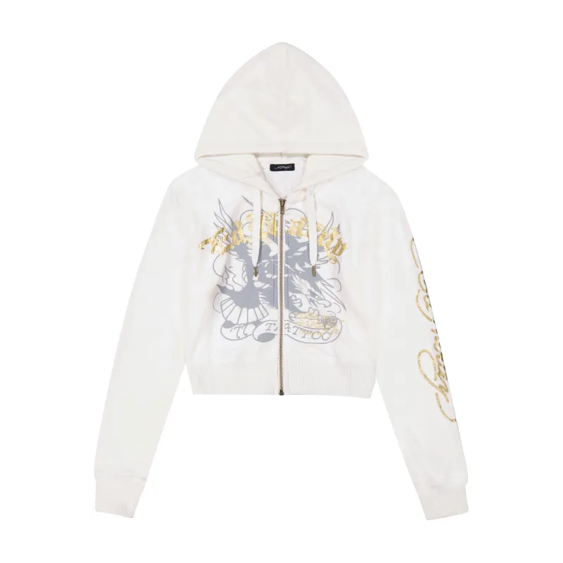 Tiger Crown Velour Zip Front Hoodie sold by Ed Hardy