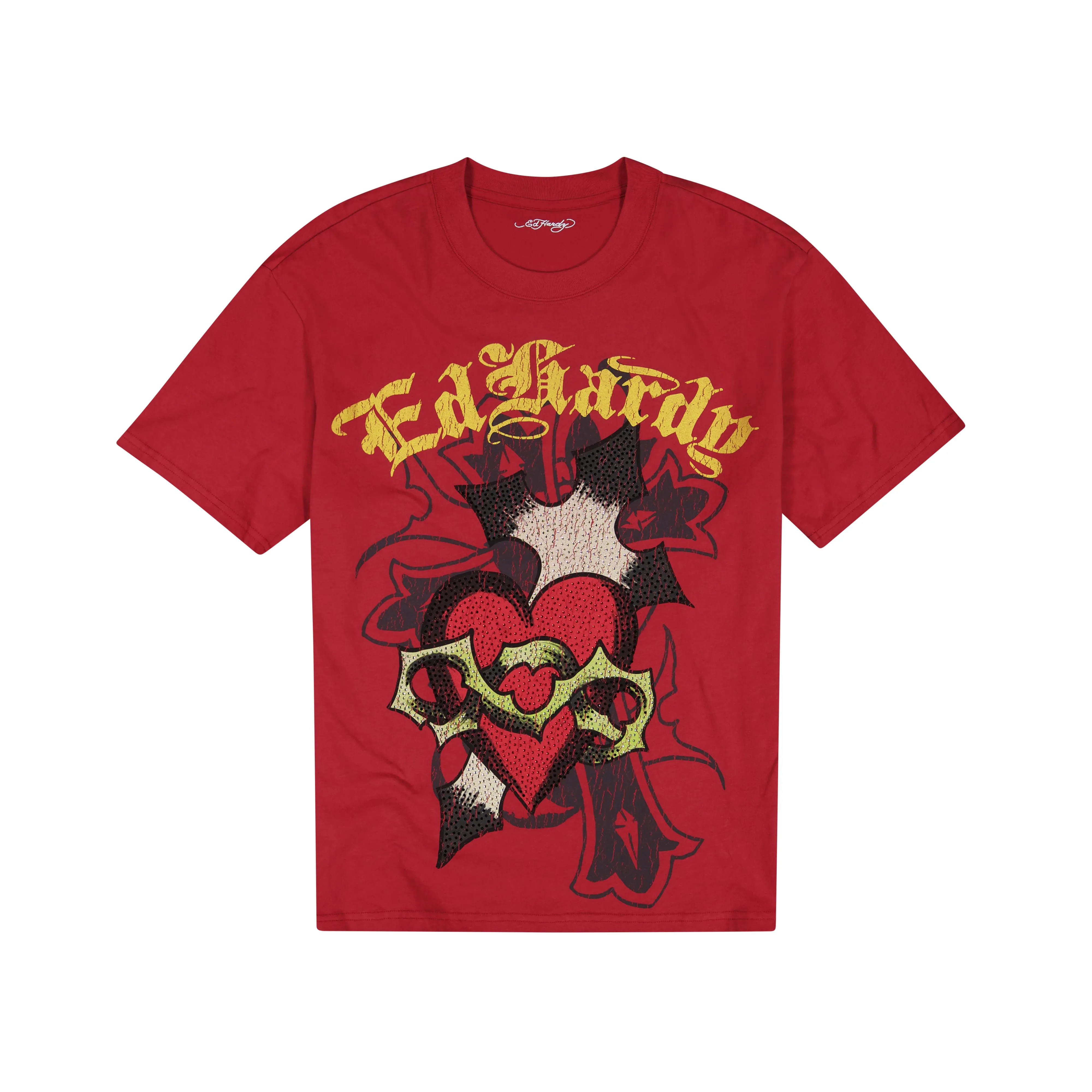 Sacred Heart Boxy Tee - Tango Red sold by Ed Hardy