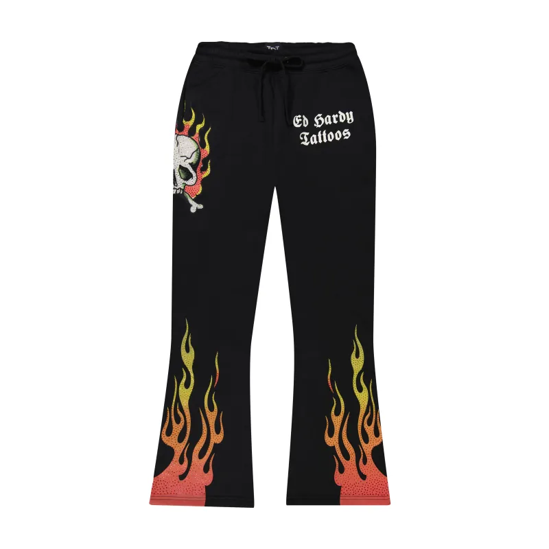 Skull Flames Bootcut Sweatpants sold by Ed Hardy