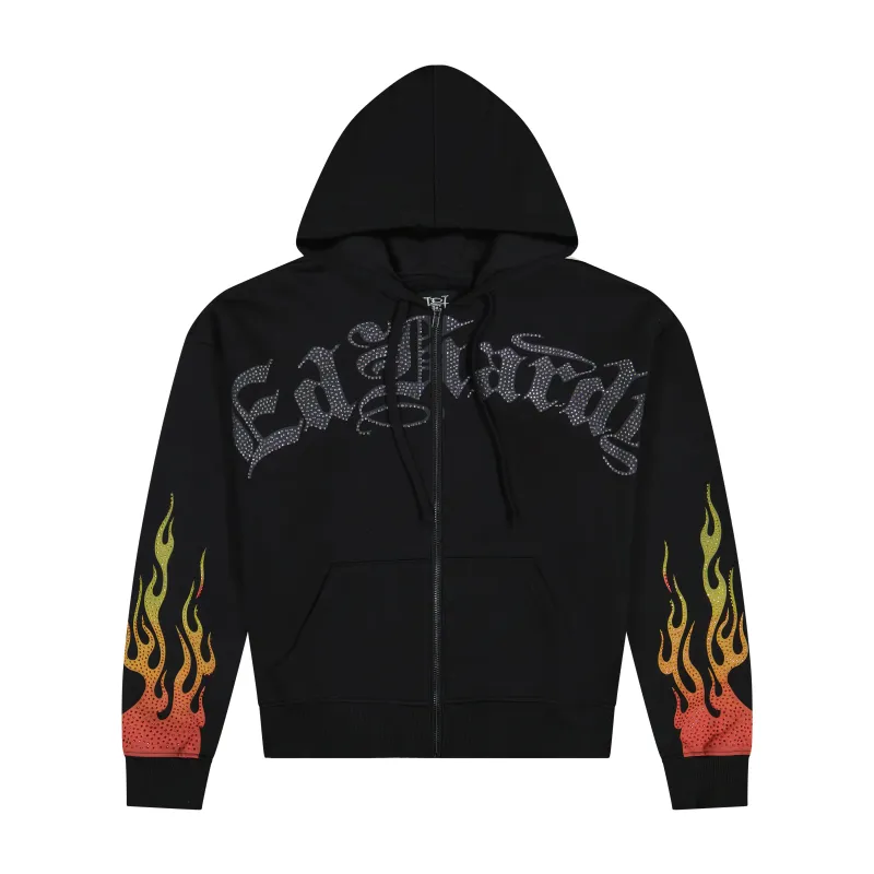 Skull Flames Boxy Zip Hoodie sold by Ed Hardy