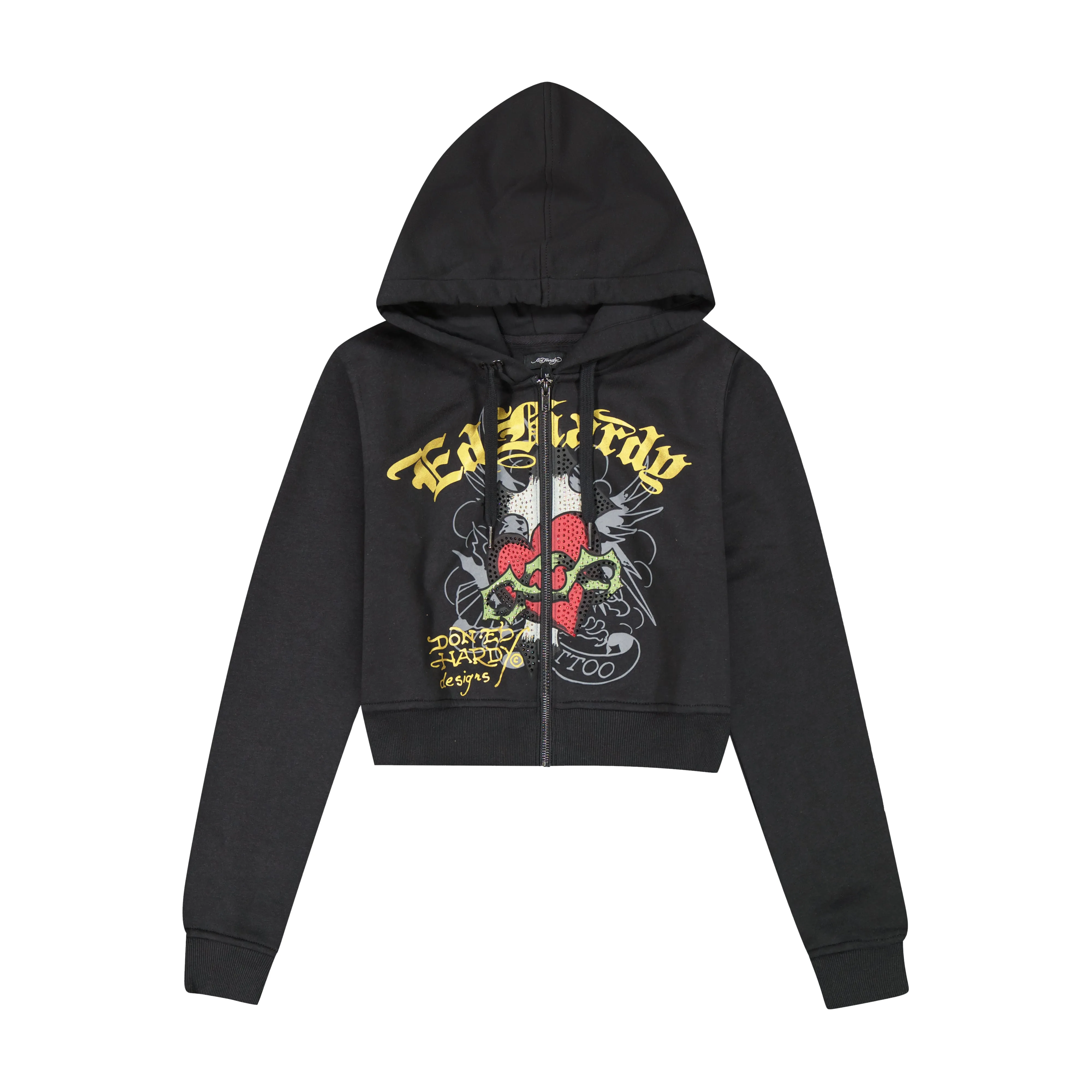 Sacred Heart Rhinestone Zip Front Hoodie sold by Ed Hardy