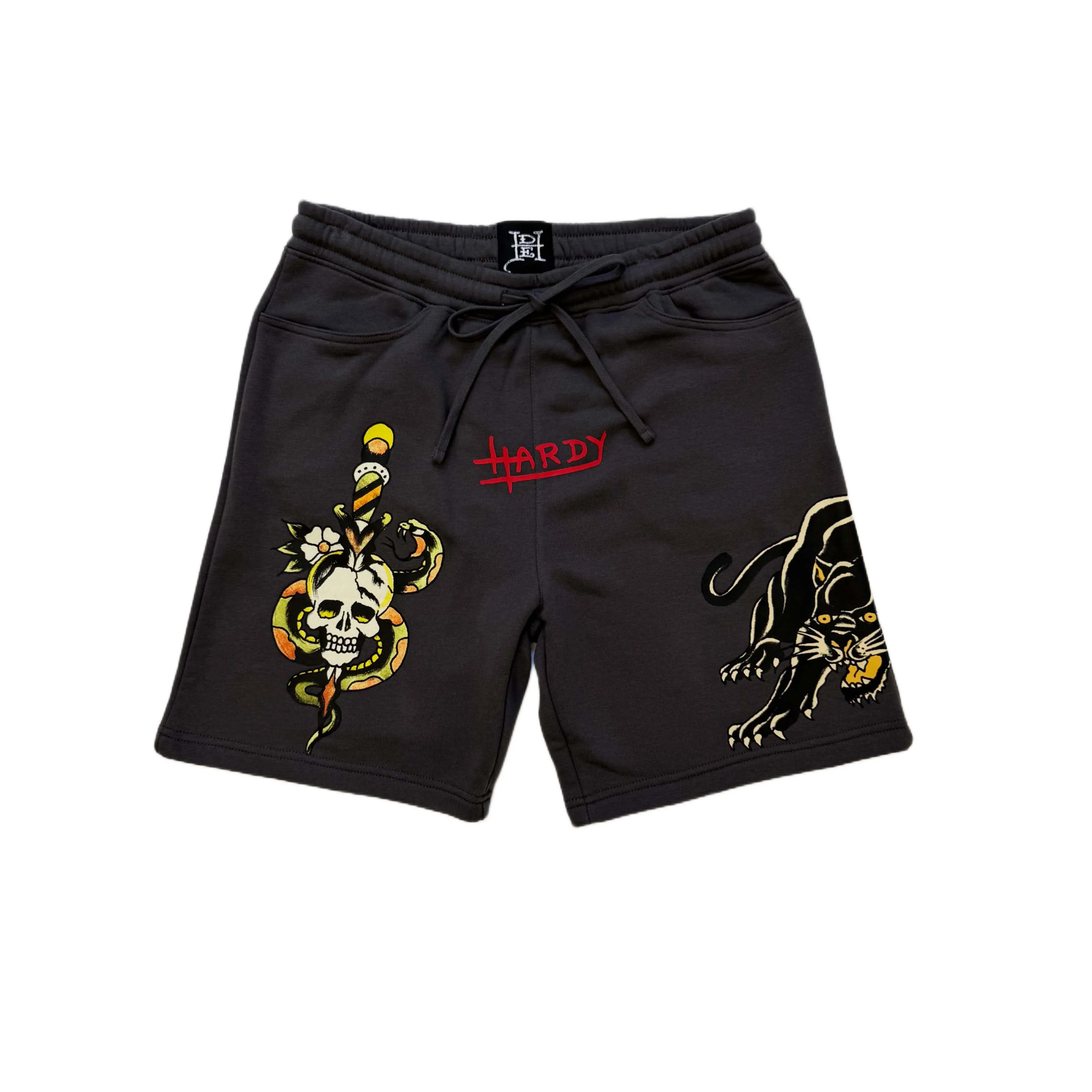 Panther Skull Fleece Short - Charcoal sold by Ed Hardy