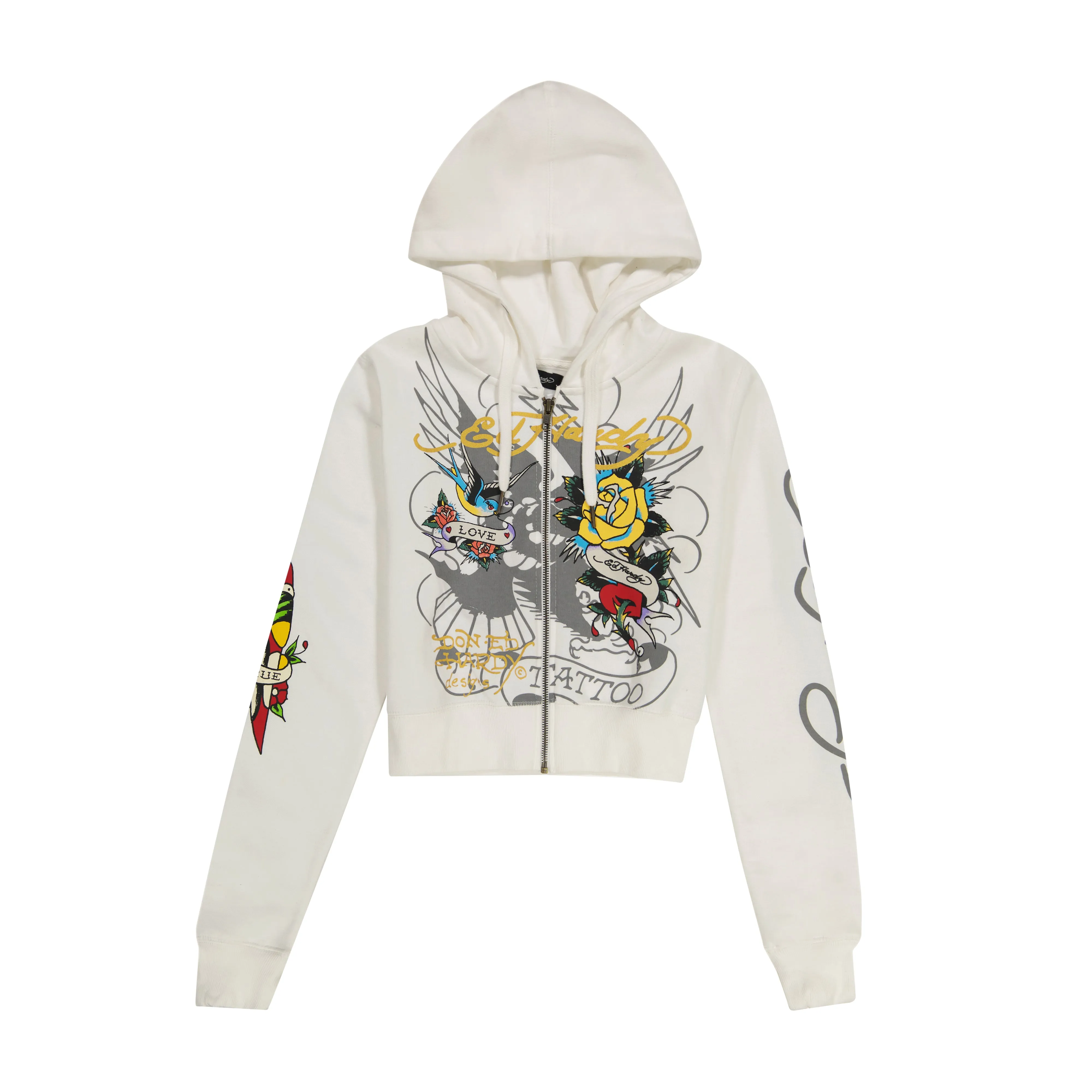 Brave Eagle Cropped Hoodie - White sold by Ed Hardy
